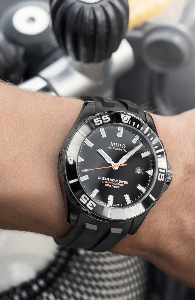 MIDO Ocean Star Diver 600 Automatic Rubber Strap Watch, 43.5mm, Alternate, color,