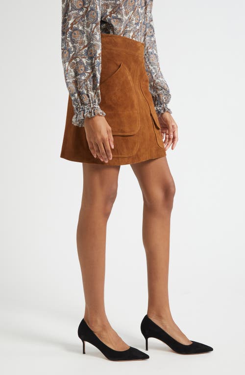 Veronica Beard Norwood Suede Patch Pocket Mini Skirt In Brown