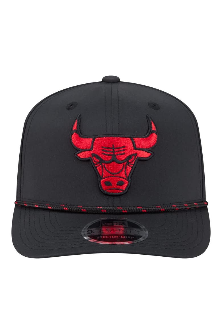Men's New Era Black Chicago Bulls Sport Rope Vented Stretch-Snap 9SEVENTY Hat, Alternate, color, Black