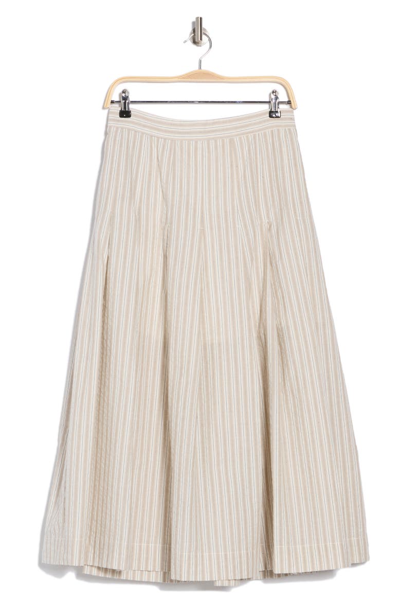 Stripe Pleated A-Line Skirt, Alternate, color, KHAKI/WHITE/BLACK STRIPE