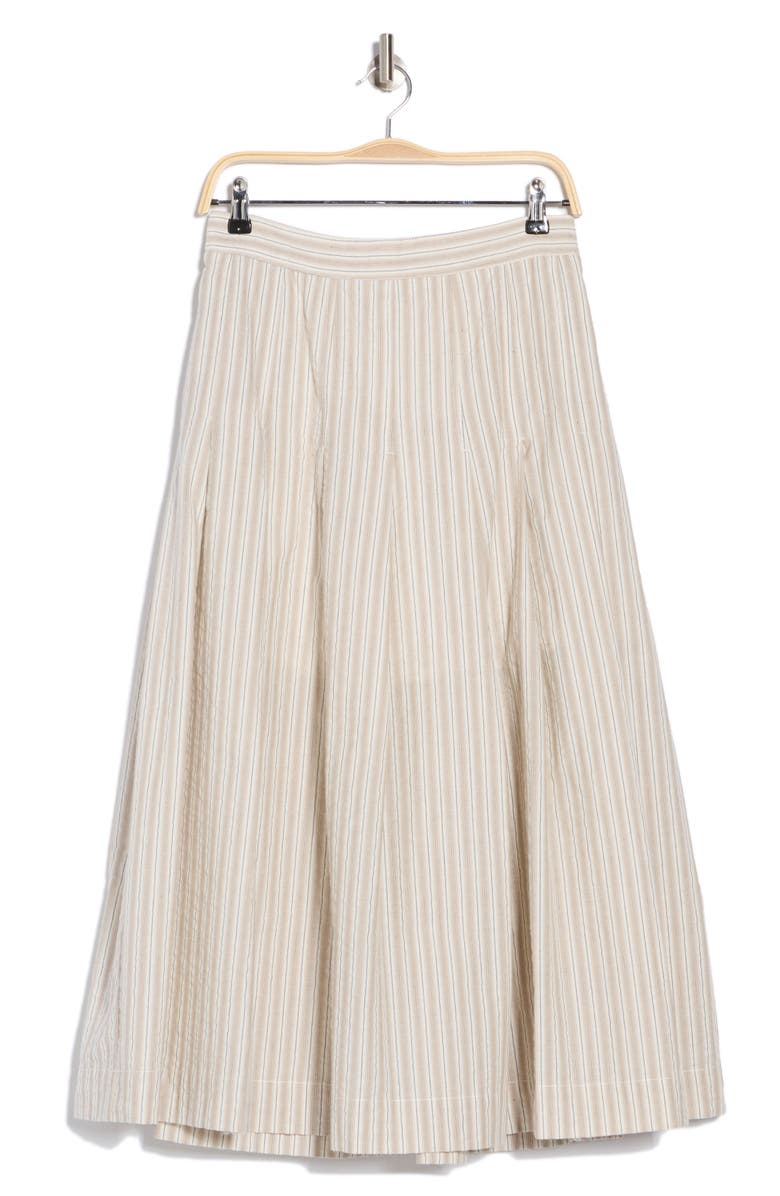 MAX STUDIO Stripe Pleated A-Line Skirt, Alternate, color, Khaki/White/Black Stripe