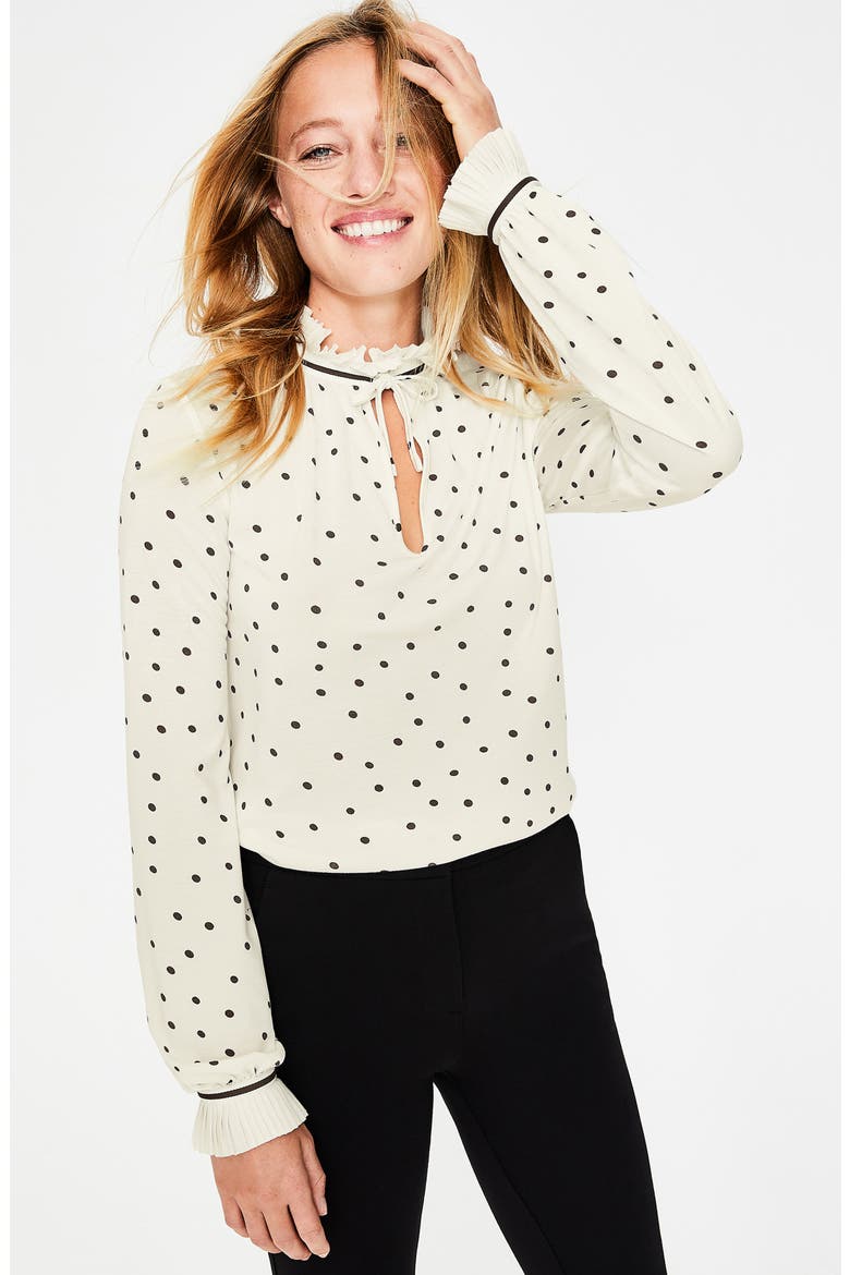 Bronwyn Jersey Top, Alternate, color, IVORY/ BLACK SPOT