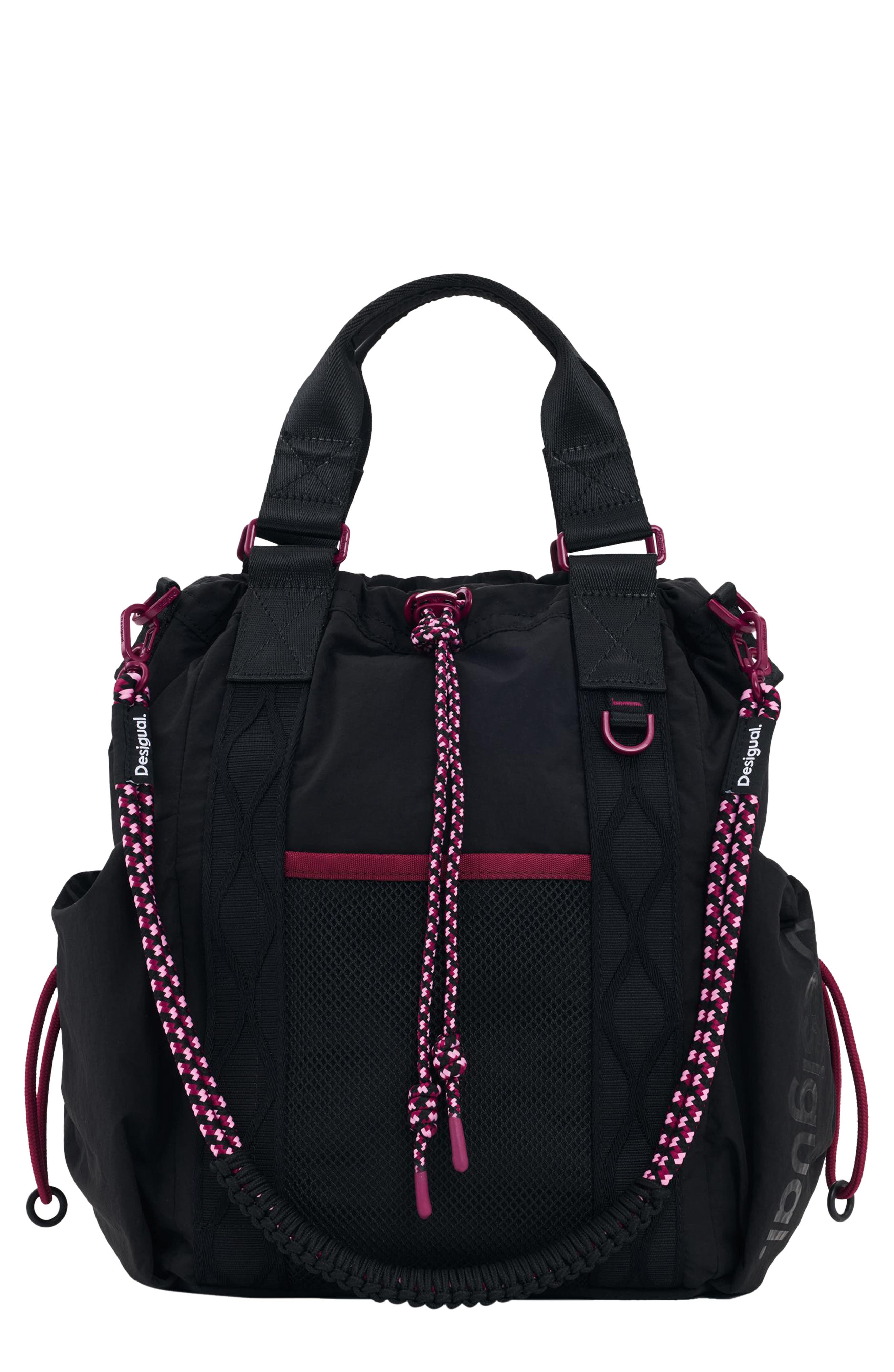 Desigual Medium Nylon Backpack, Main, color, Black