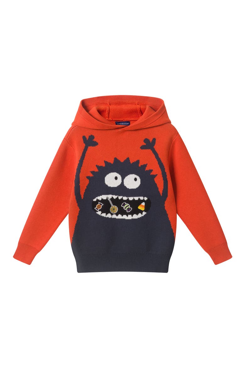 Kids' Monster Halloween Hooded Sweater, Main, color, ORO