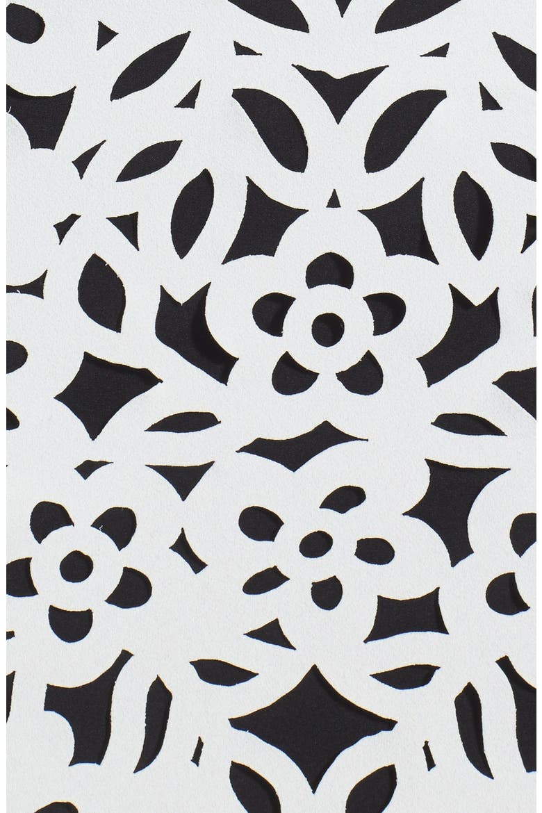 Laser Cut Crepe Dress, Alternate, color, BLACK/ WHITE