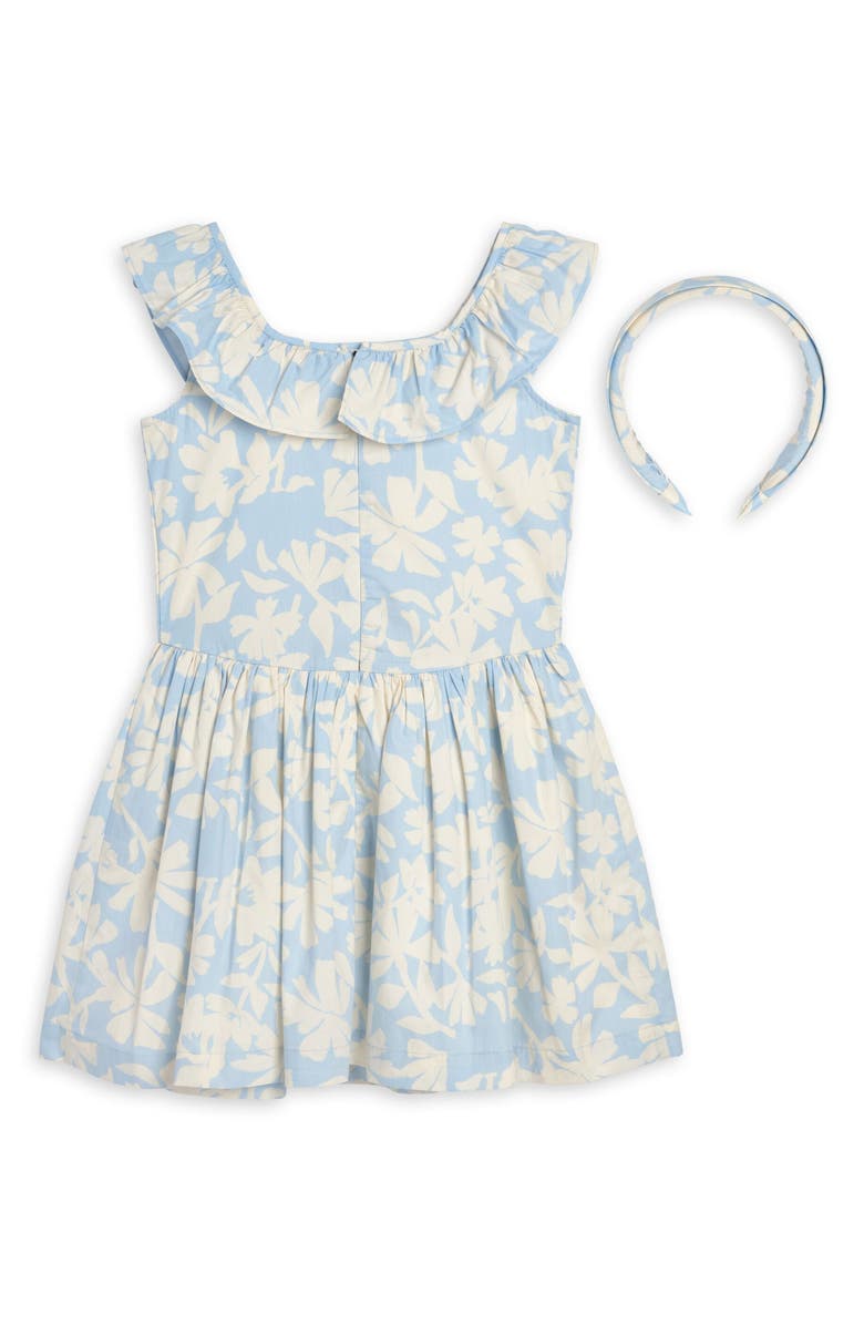 Scotch & Soda Kids' Ruffle Dress & Headband Set, Alternate, color, Skyway