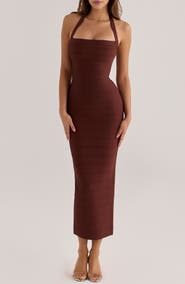 HOUSE OF CB The Silhouette Halter Midi Dress