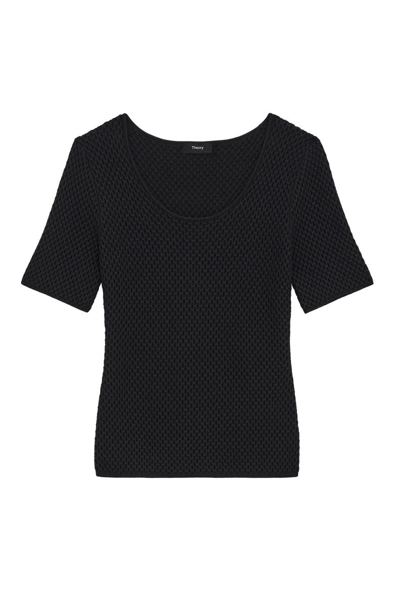 Bleecke Texture Scoop Neck T-Shirt, Alternate, color, BLACK