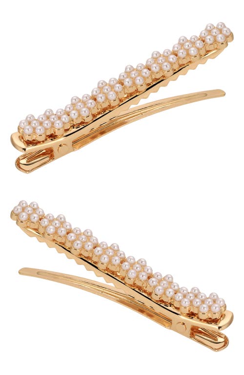 Ettika Set Of 2 Imitation Pearl Cluster Hair Clips In Gold