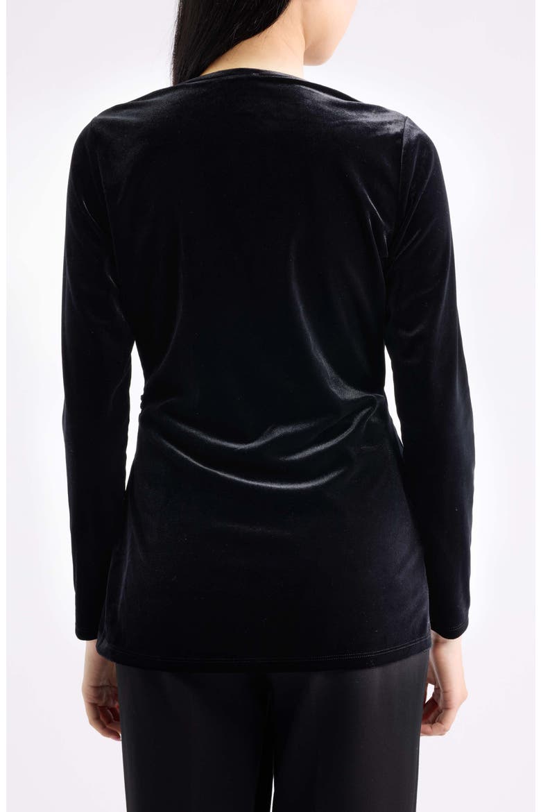 Faux Wrap Velvet Top, Alternate, color, ANNE BLACK