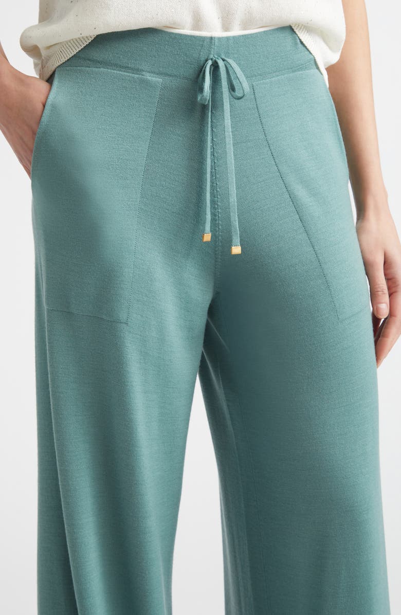 Eleventy Avalon Travel Merino Wool Drawstring Pants, Alternate, color, White/Jade