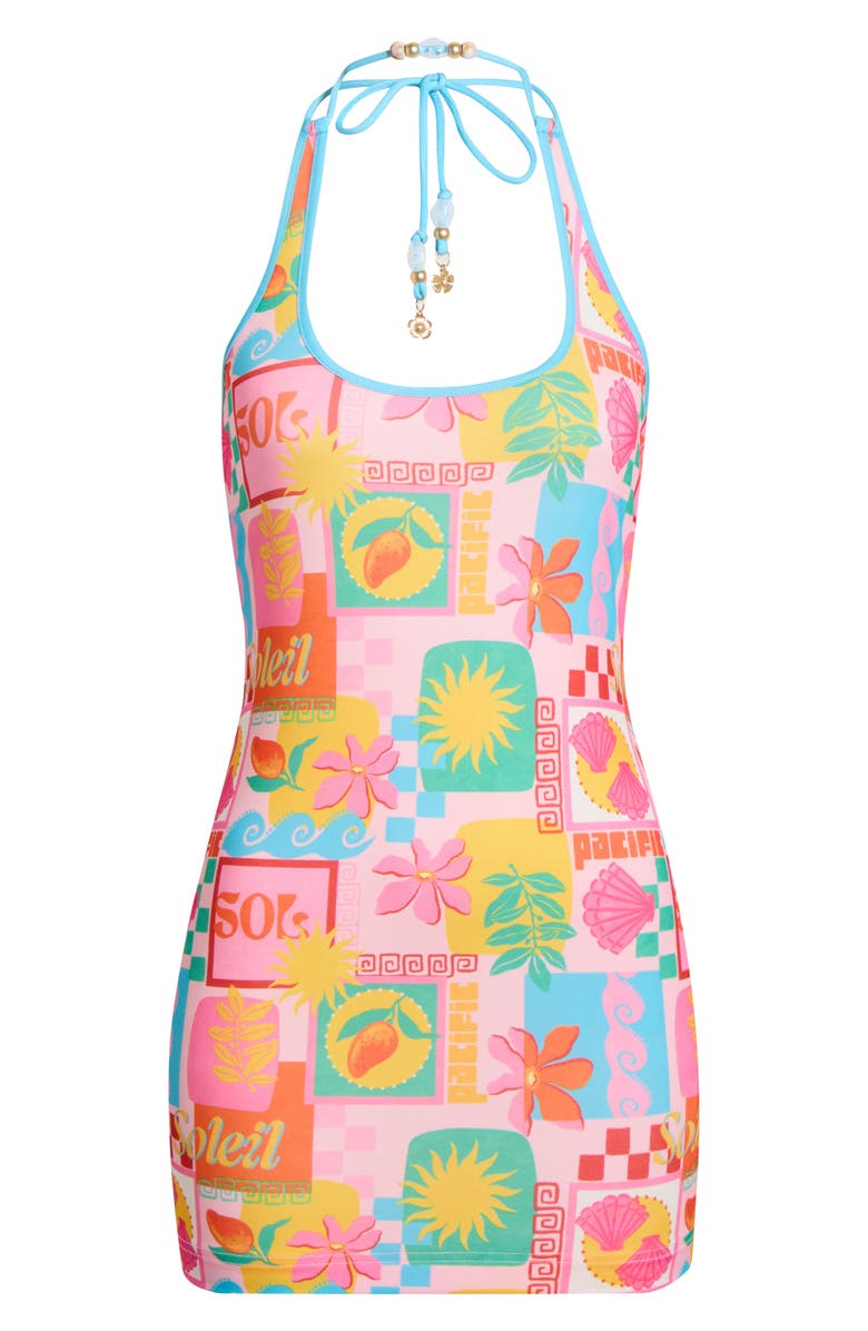 Kulani Kinis Beaded Halter Minidress, Alternate, color, Sunkissed Coast