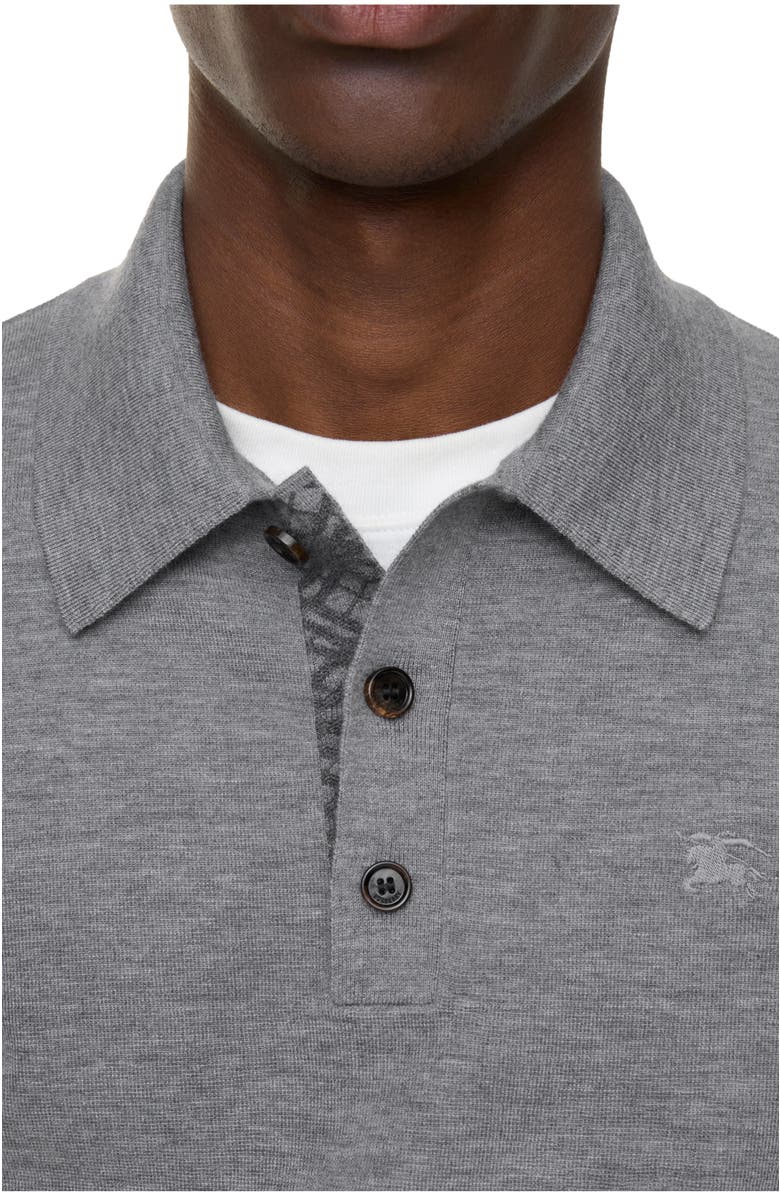 Burberry Cashmere Polo Shirt, Main, color, Mid Grey Melange