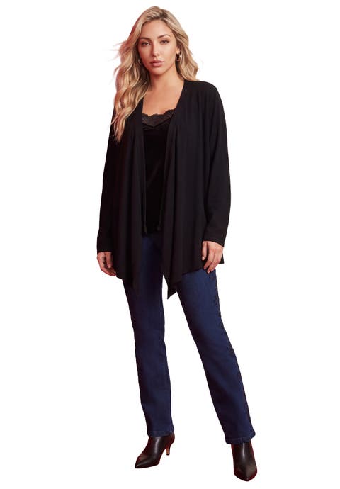 Plus Size Lightweight Handkerchief Hem Cardigan Sweater (plus)