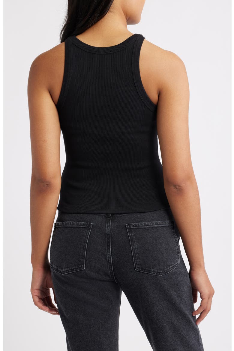 Rib Stretch Cotton Tank, Alternate, color, BLACK