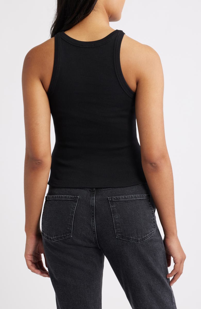 Mavi Jeans Rib Stretch Cotton Tank, Alternate, color, Black