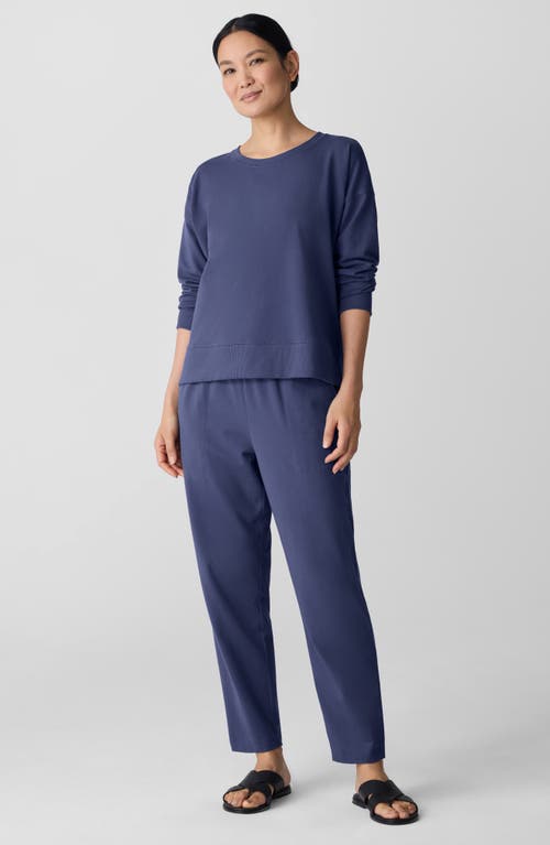 Eileen Fisher Crewneck Stretch Organic Cotton Sweatshirt In Bluette