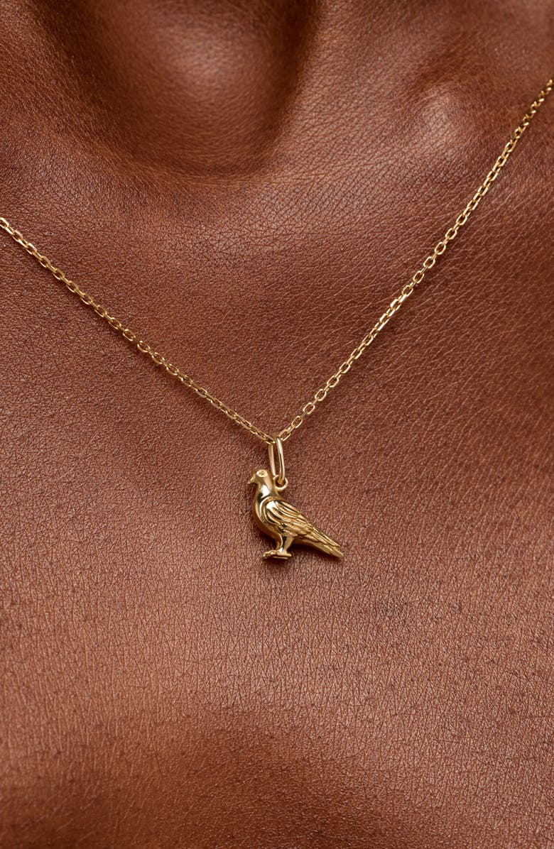 Ana Luisa Solid Yellow Gold - Pigeon Charm Necklace, Alternate, color,