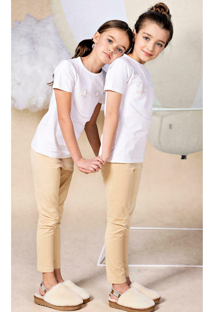 NoggiWear Furry Palm Tree Loungewear Set, Alternate, color, White / Beige