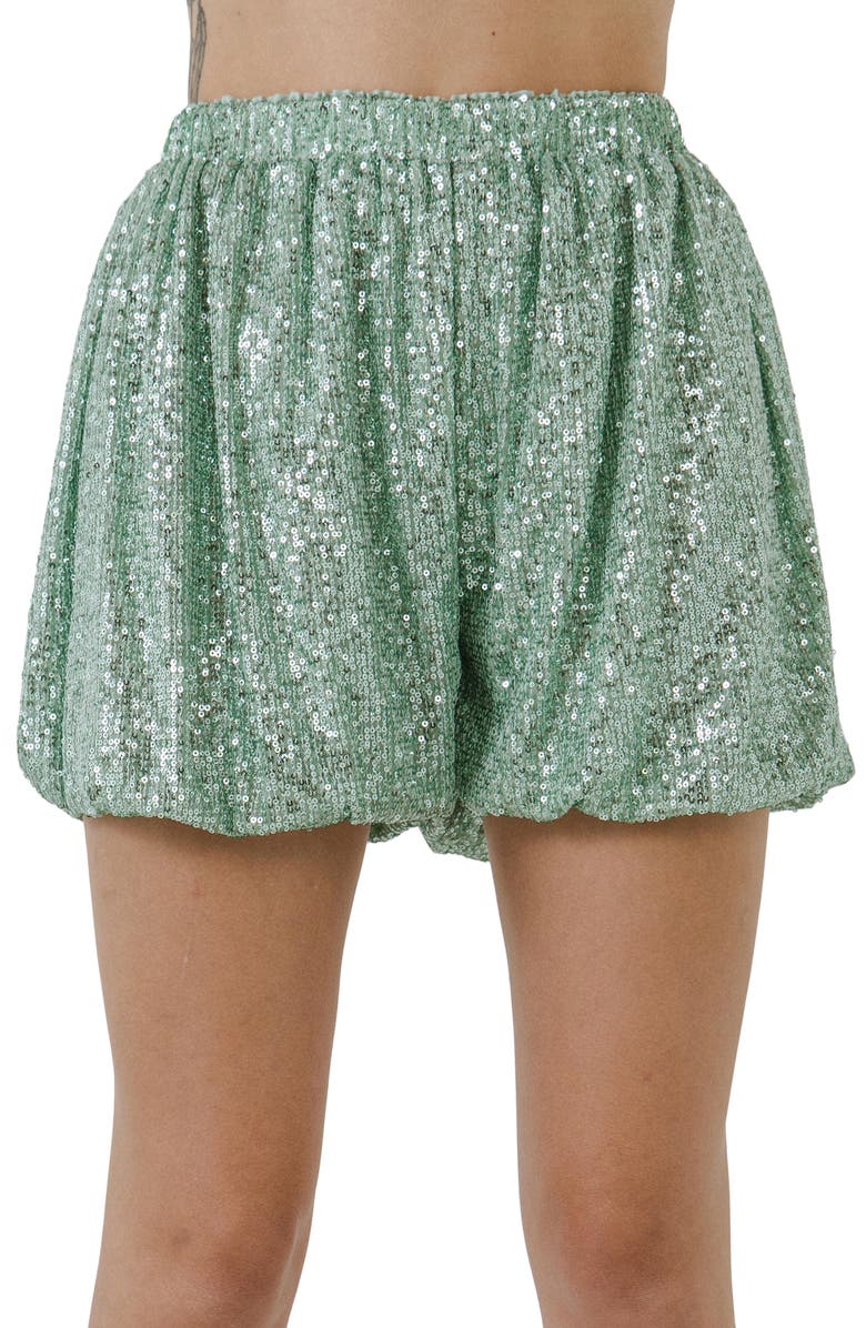 Endless Rose Sequin Blouson Shorts, Alternate, color, Green