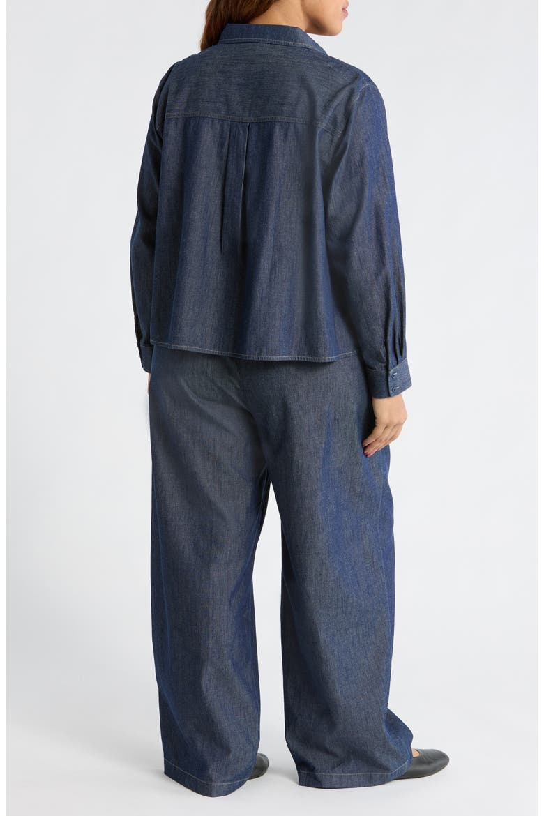Button Front Denim Shirt, Alternate, color, DARK INDIGO