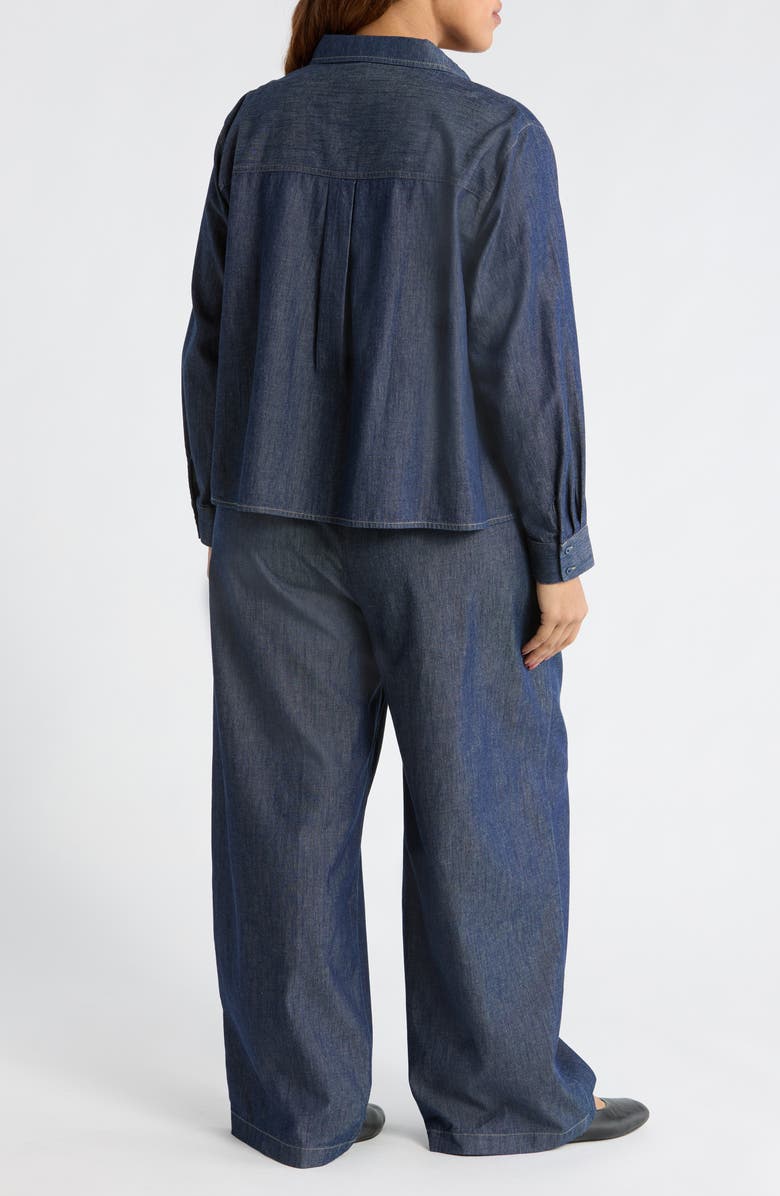 Eileen Fisher Button Front Denim Shirt, Alternate, color, Dark Indigo