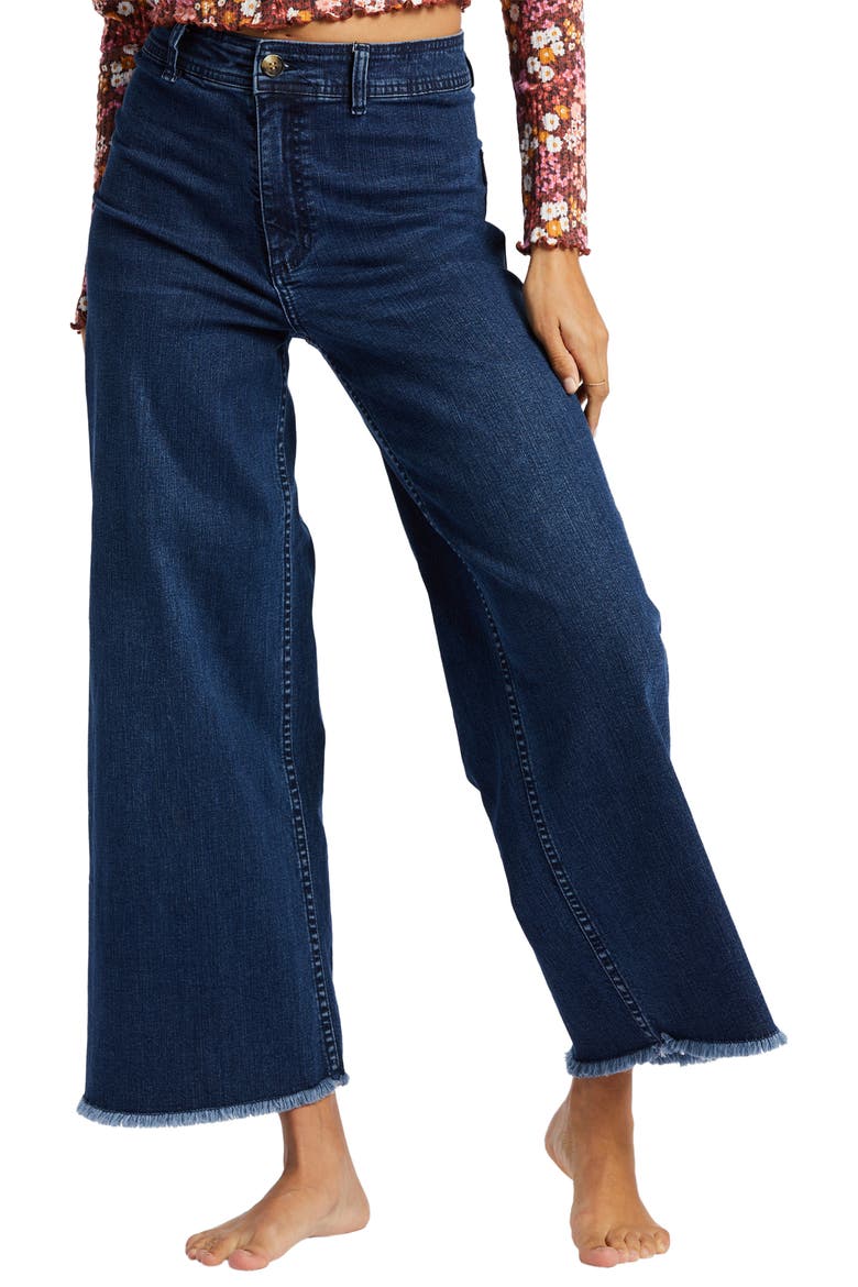 Free Fall Fray Hem Stretch Wide Leg Jeans, Alternate, color, NIGHT SKY