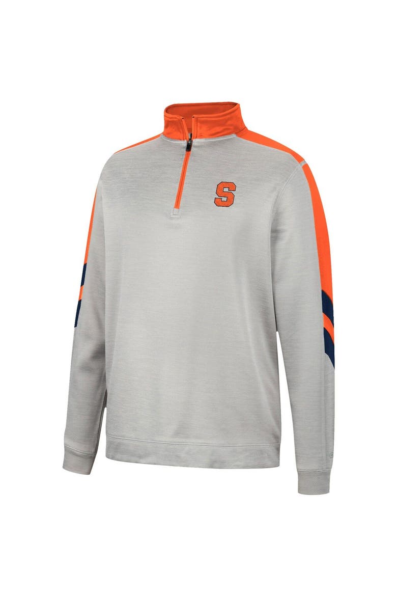 Men's Colosseum Gray/Orange Syracuse Orange Bushwood Fleece Quarter-Zip Jacket, Alternate, color, Gray