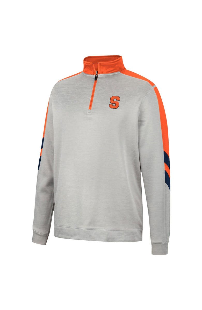 COLOSSEUM Men's Colosseum Gray/Orange Syracuse Orange Bushwood Fleece Quarter-Zip Jacket, Alternate, color,