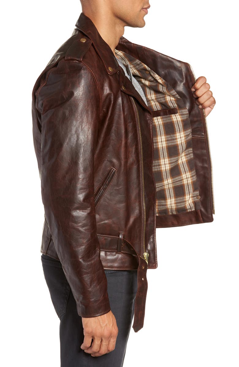 Schott NYC 'Perfecto' Asymmetrical Moto Jacket, Alternate, color,