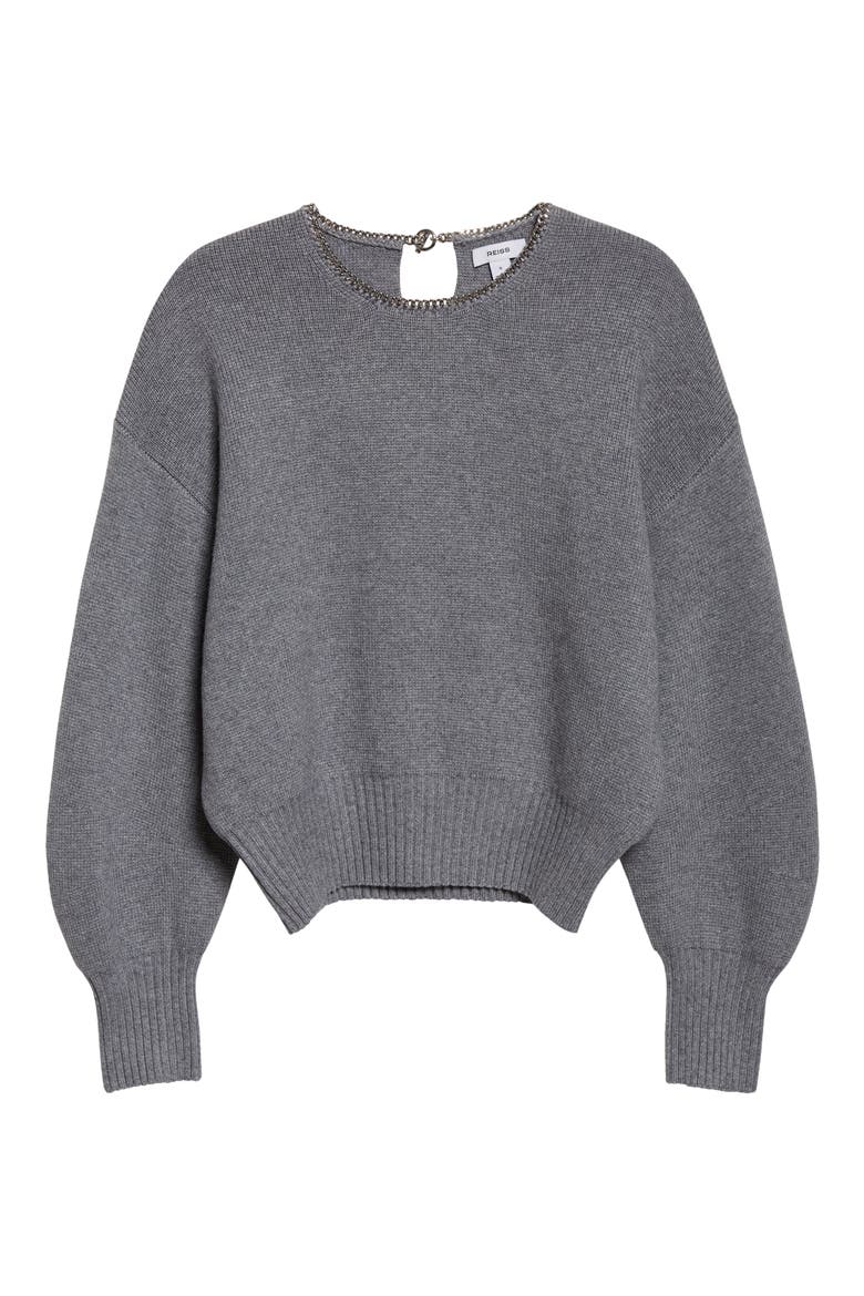 Nadine Chain Detail Sweater, Main, color, GREY