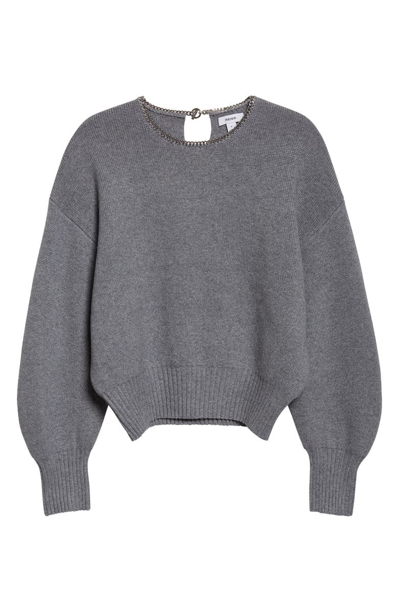 Reiss Nadine Chain Detail Sweater, Main, color, Grey