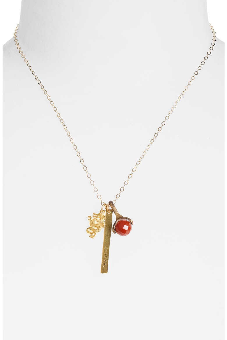 'Fearless' Triple Charm Pendant Necklace, Alternate, color, FEARLESS