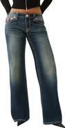 True Religion Bobbi Metallic Thread Detail Wide Leg Baggy Jeans