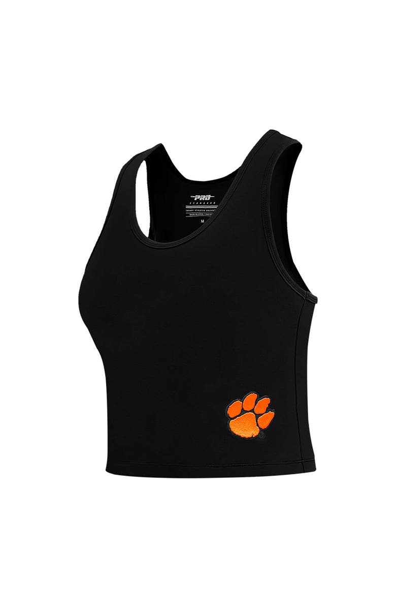 PRO STANDARD Women's Pro Standard Black Clemson Tigers Tonal Neutral Fitted Waist Length Racerback Tank Top, Alternate, color, 
