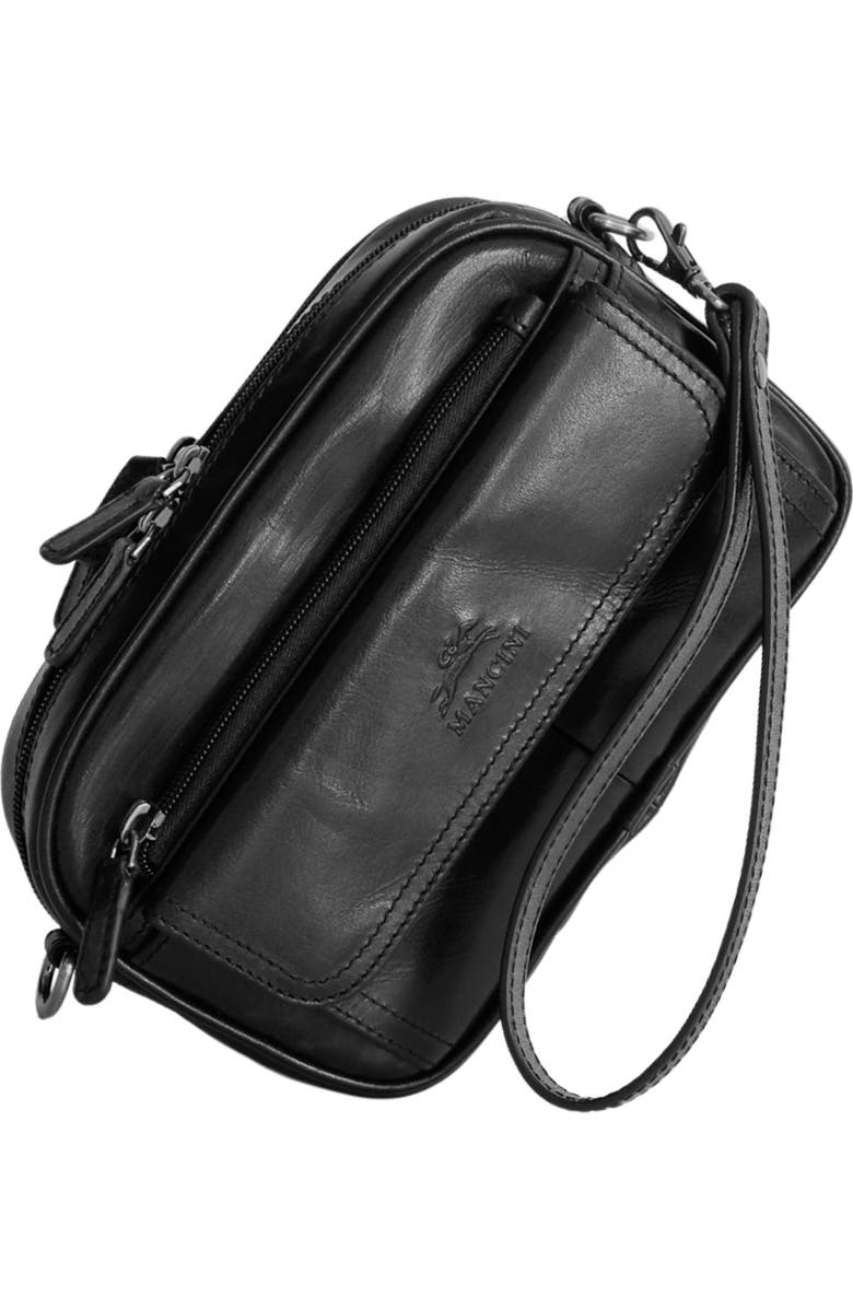 Mancini Buffalo Leather Organizer Crossbody Bag, Alternate, color, Black