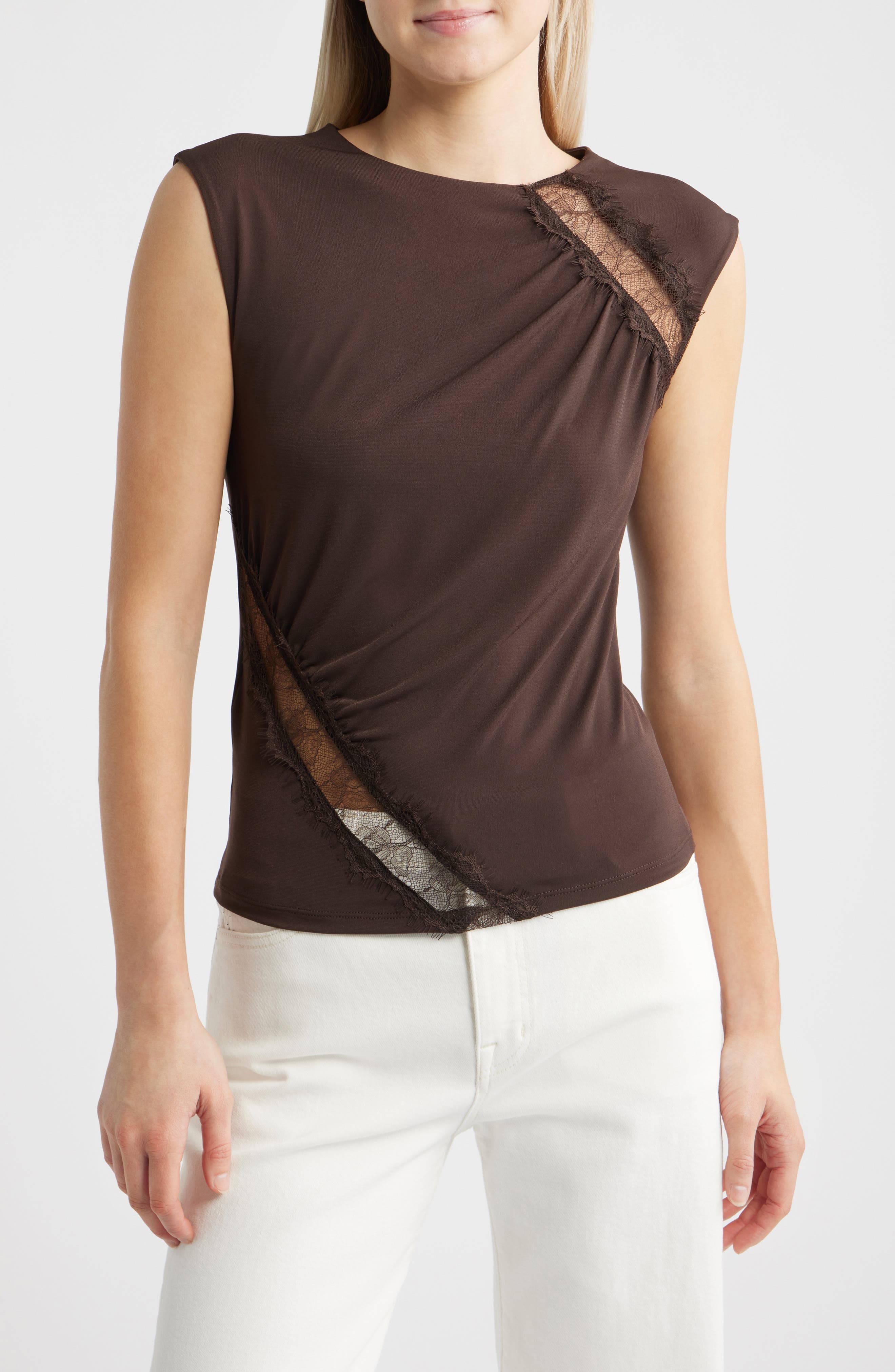 Cindy Lace Panel Ruched Top - image 3