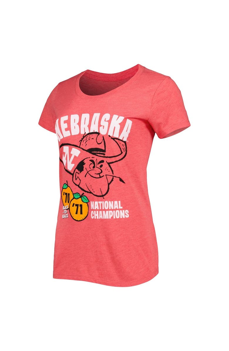 HOMEFIELD Women's Homefield Scarlet Nebraska Huskers Vintage National Champions Tri-Blend T-Shirt, Alternate, color, Scarlet