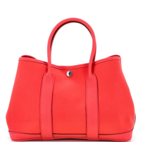 Garden Party Tote Toile and Leather 30