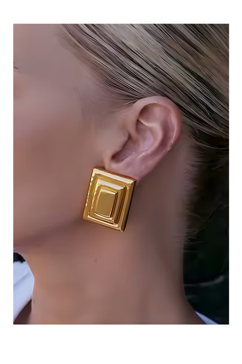Veronica Stud Earrings, Alternate, color, GOLD
