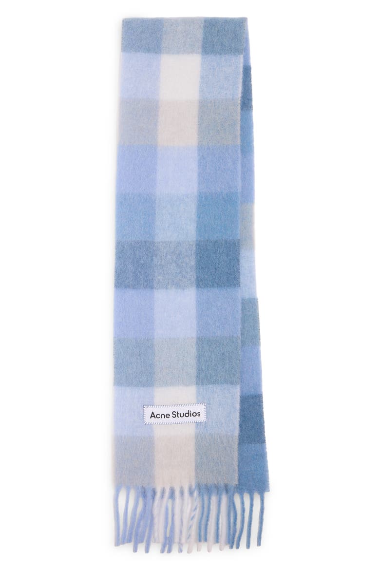 Vally Plaid Alpaca, Wool & Mohair Blend Scarf, Main, color, LIGHT BLUE/ WHITE/ POWDER BLUE