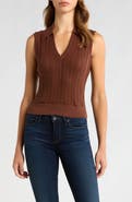 PAIGE Rossana Sleeveless Pointelle Polo Sweater