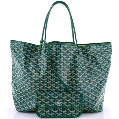 Pre-owned Goyard Goyard Saint Louis Tote Printed Coated Canvas Gm In Green