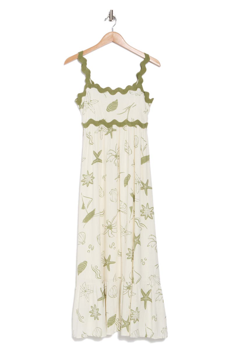 Blu Pepper Ocean Print Empire Waist Midi Dress, Alternate, color,