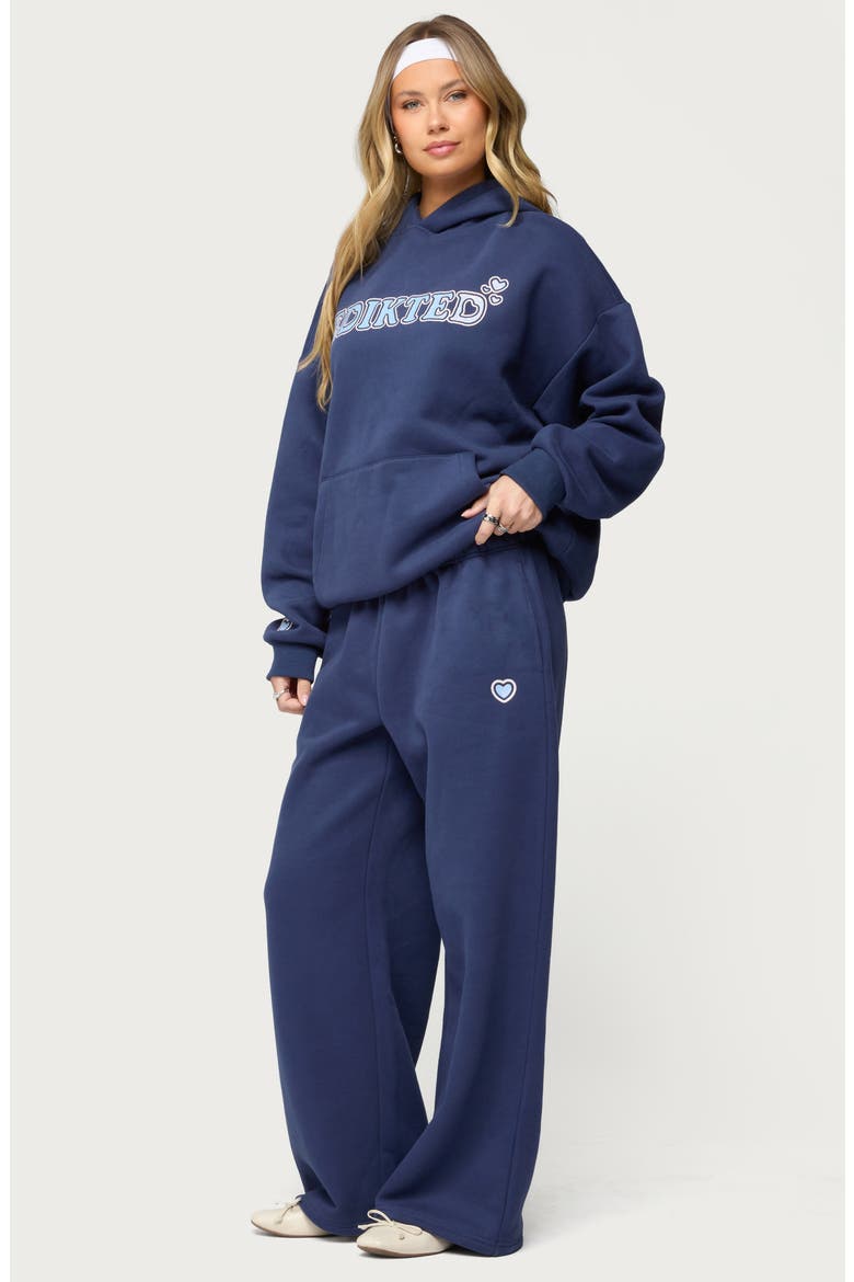 Glitter Girl Straight Leg Sweatpants, Alternate, color, NAVY