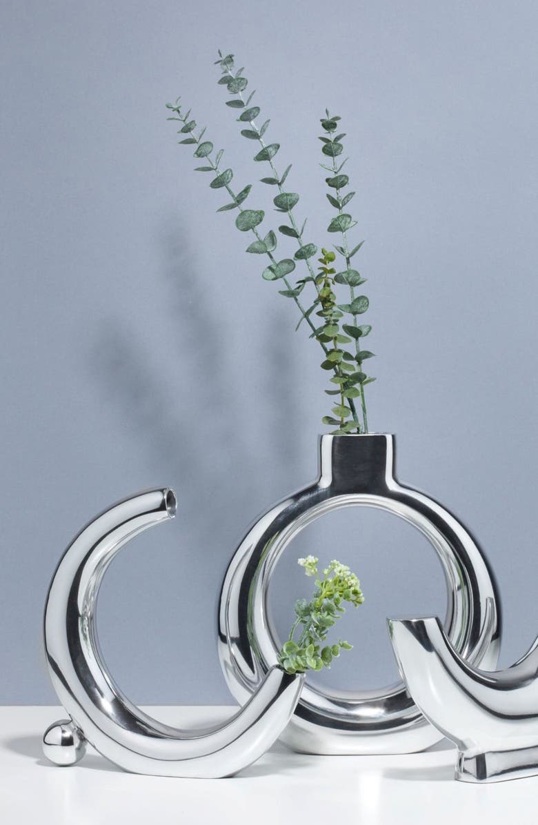 Nambé Solarium Crescent Moon Vase, Alternate, color, Silver