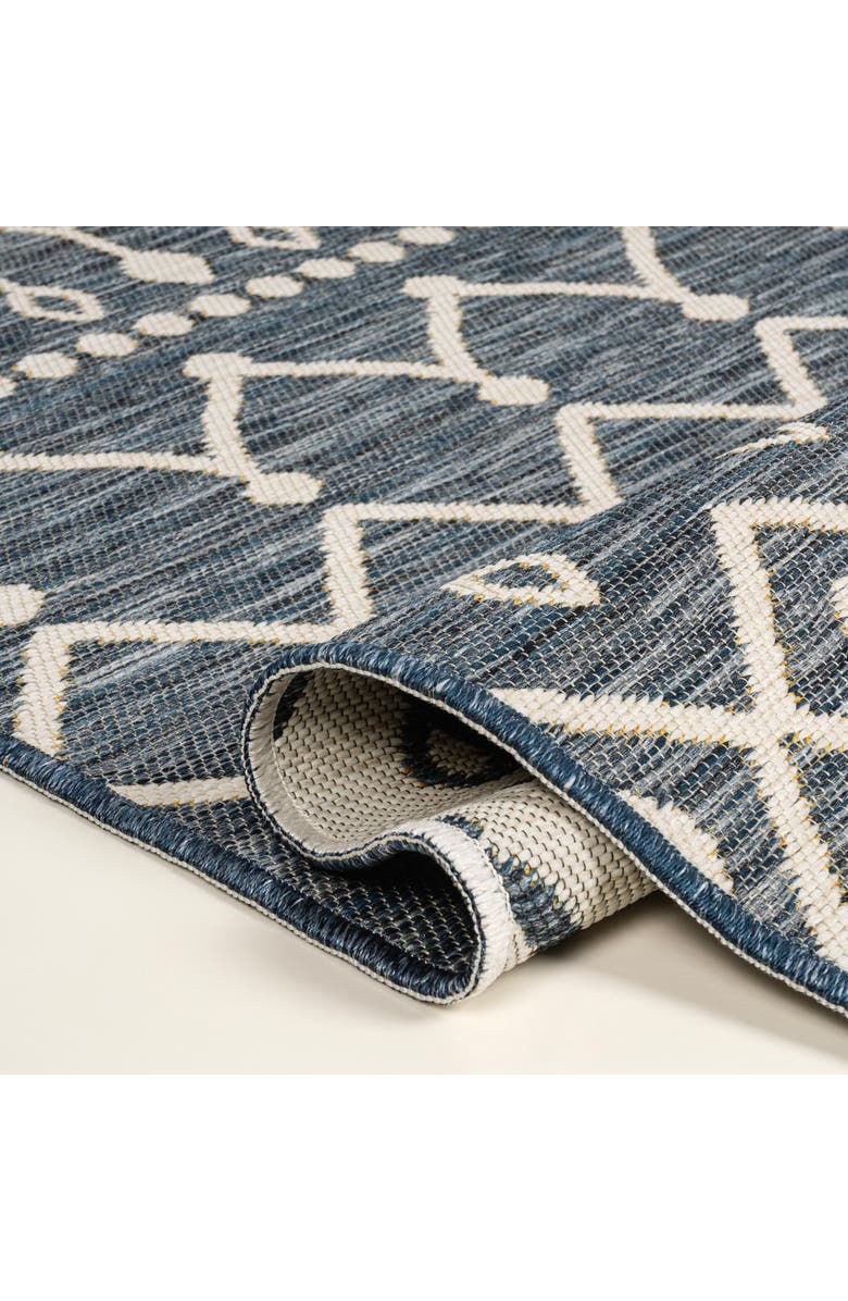 JONATHAN Y Arielle Mid-Century Modern Curve Stripe Reversible Machine-Washable Indoor/Outdoor Area Rug, Alternate, color, Navy/Cream