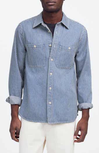Madewell Indigo Dyed Denim Button-Up Shirt in Engineer Stripe