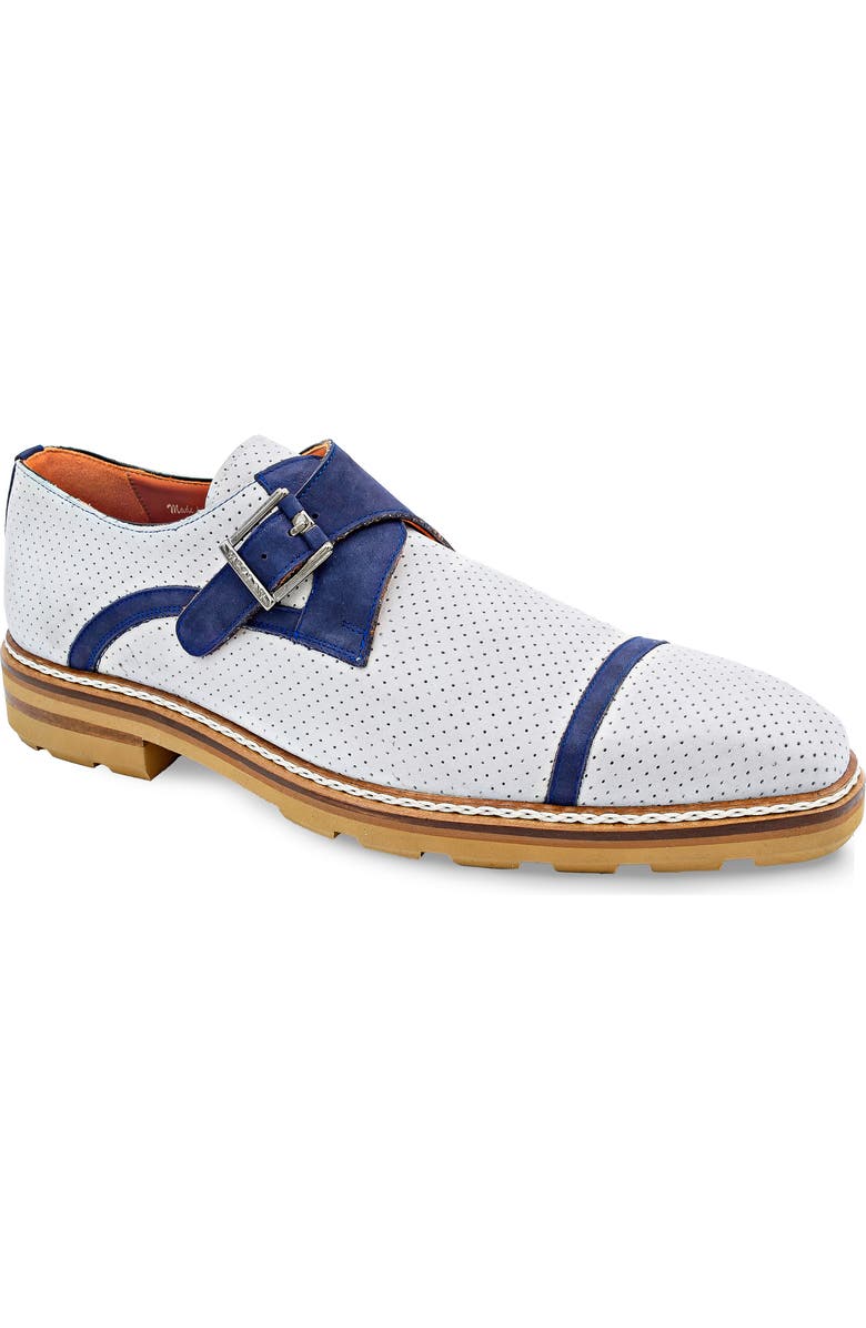 Mezlan Alari Monk Strap Loafer, Main, color, Grey / Blue