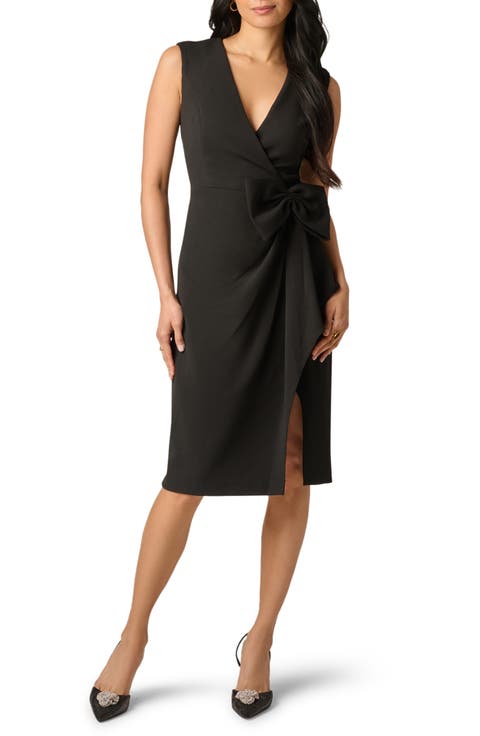 Sleeveless Bow Crepe Sheath Dress